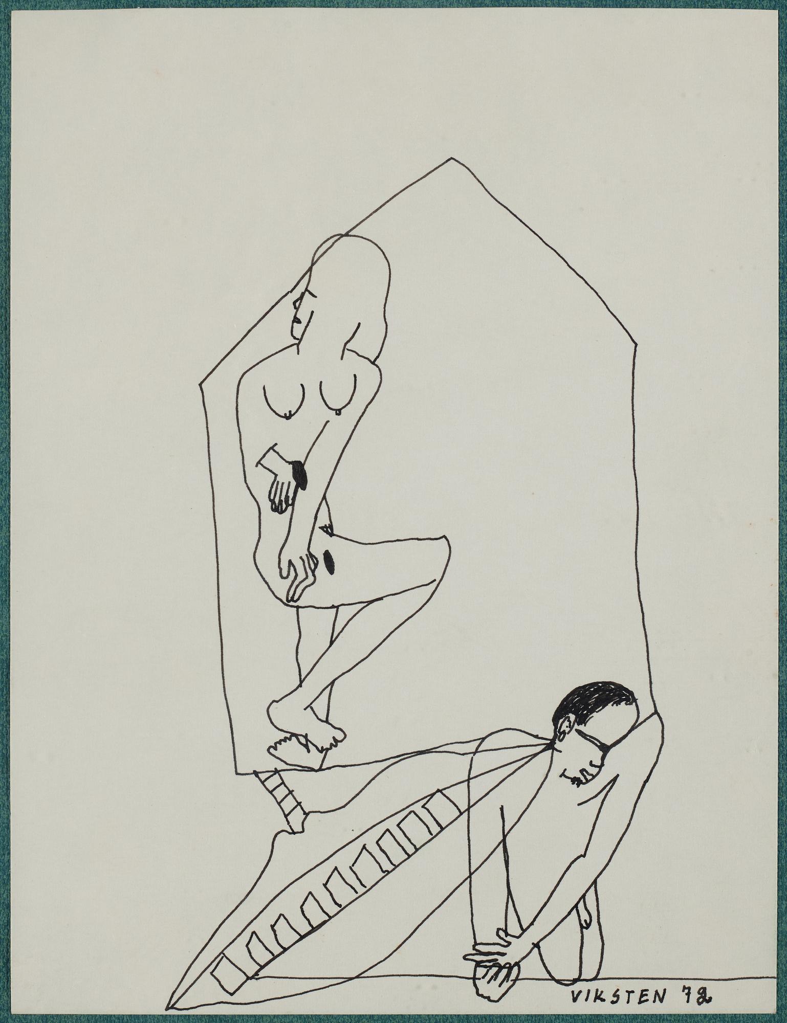 Hans Viksten, 4 framed indian ink drawings, signed and dated -70, -72, -74, -78.