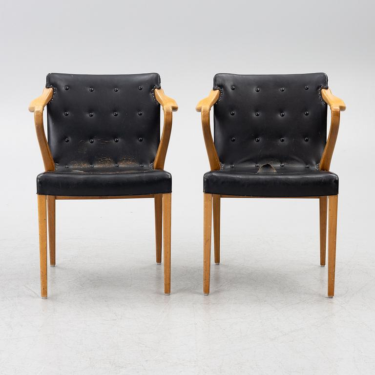 Axel Larsson, karmstolar ett par, möjligen modell 1208, Svenska Möbelfabrikerna, Bodafors, 1930-tal.