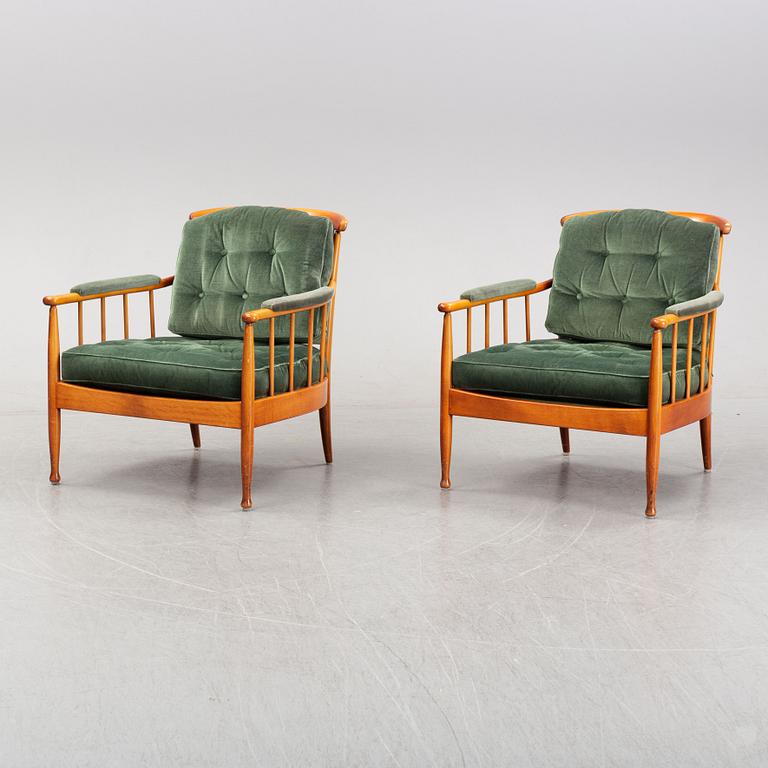 A pair of 'Skrindan' easy chairs by Kerstin Hörlin-Holmquist for OPE, 1960's.