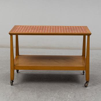 OTTO SCHULZ, an elm and 'bosaik' drinks trolley from Boet, 1940's.