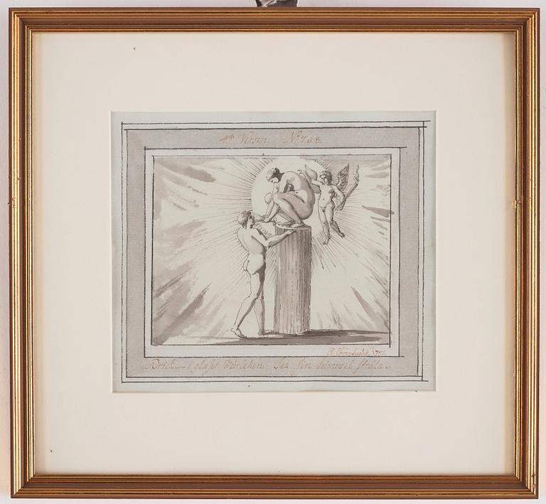 Carl August Ehrensvärd, "Goda gosse, glaset töm". Illustrations for drinking songs, 24.