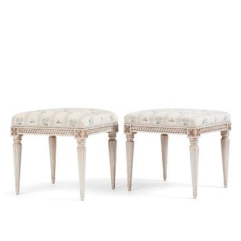 80. A pair of Gustavian stools by J. Lindgren (master in Stockholm 1770-1800).