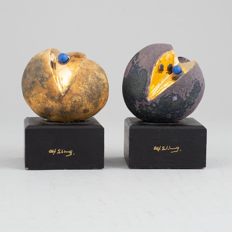 Alf Ekberg, two signed stoneware sculptures.