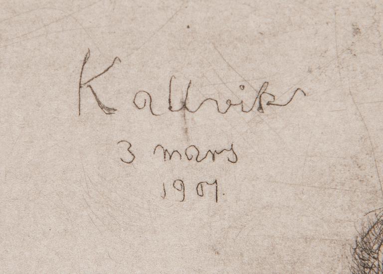 HUGO SIMBERG, linjeetsning och torrnål, plåtsignerad och märkt "Kallvik 3 mars 1901".