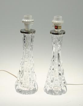 BORDSLAMPOR, ett par. Glas, Orrefors. 1960-tal.