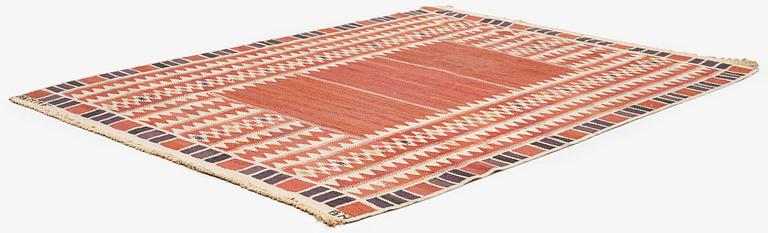 Barbro Nilsson, a carpet, 'Salerno röd', flat weave, c. 214 x 158 cm, signed AB MMF BN.