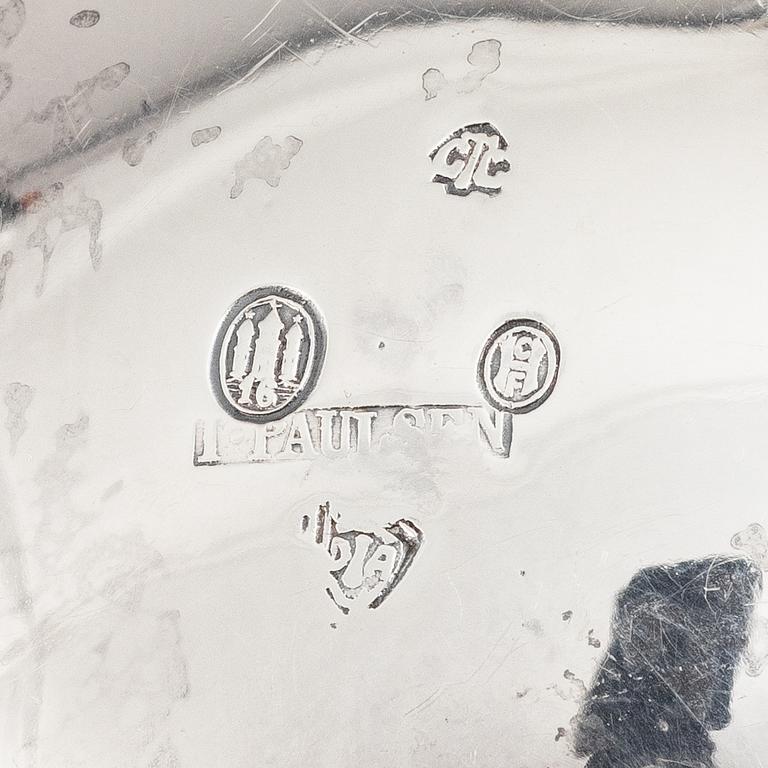 A Danish silver jug and three salt cellars, first half of the 10th Century.