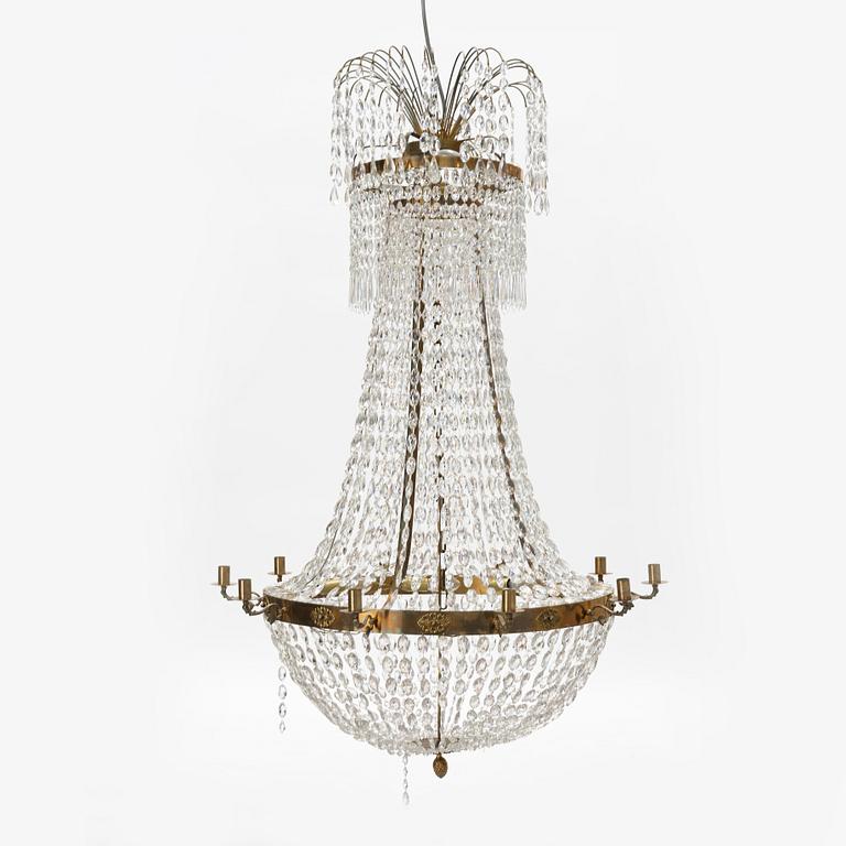 An empire style chandelier, 20th century with some older parts.