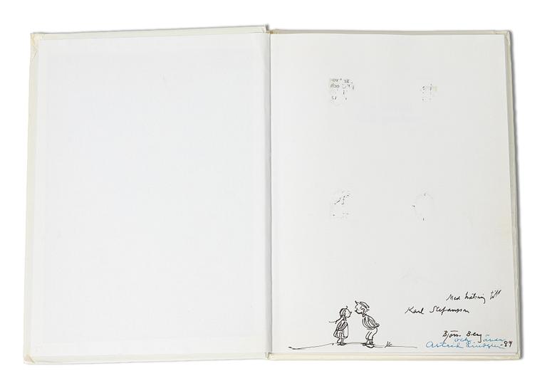 Astrid Lindgren, books, 2 pieces, signed by the author and illustrator Björn Berg.