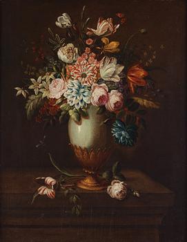 377. Jean Michel Picart Attributed to, Still life with flowers i a vase.