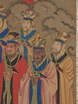 A Daoist painting of the lords and officials of hell by an anonymous artist, Qing dynasty, 18th/19th century.