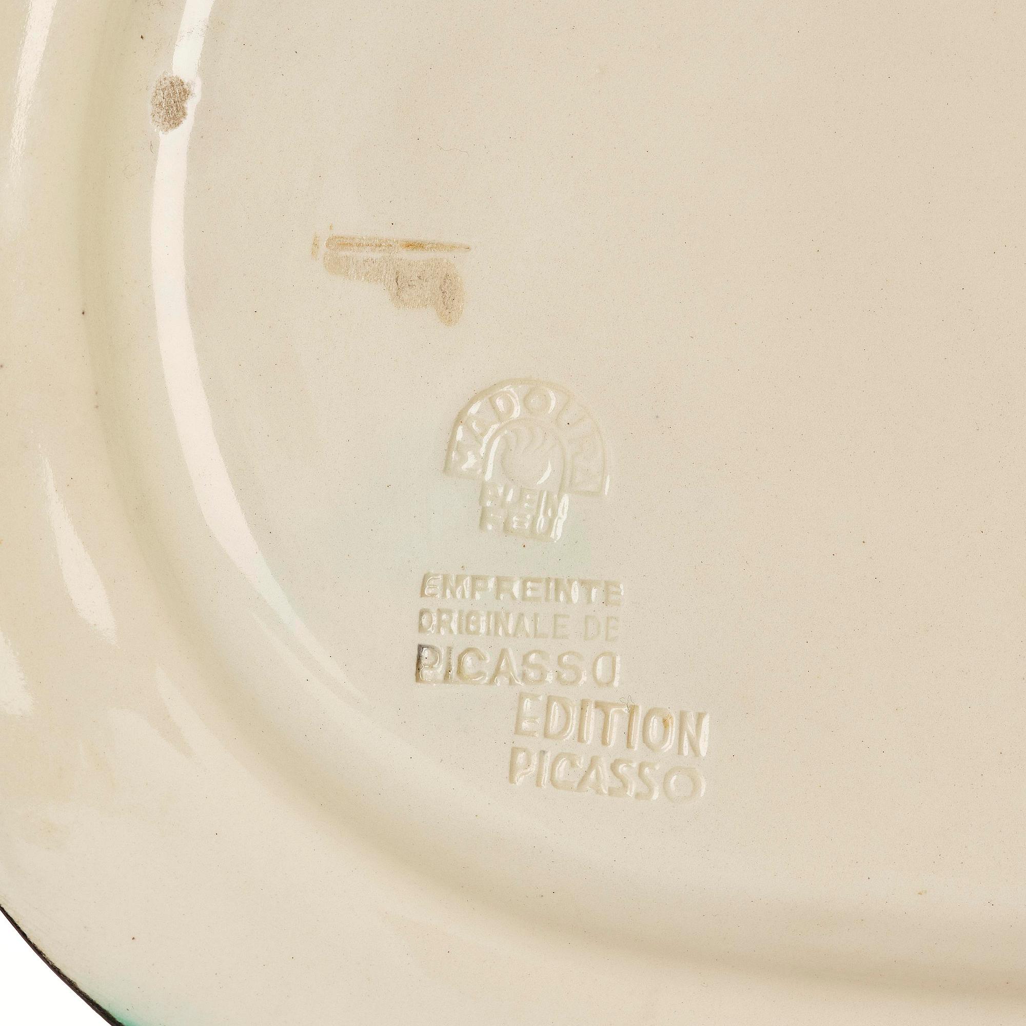 Pablo Picasso, a "Corrida verte" (A.R. 81) faience dish, Madoura, Vallauris, France, post 1949.