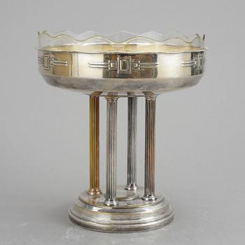 UPPSATSSKÅL, nysilver och glas, GAB, Stockholm, 1920.