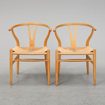 HANS J WEGNER, stolar, 6 st, "CH24" "Y-stolen", Carl Hansen & Son, Odense, Danmark, 1950-tal.