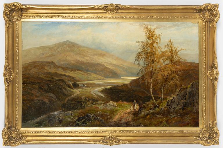 Unknown artist, England, 19th century. Landscape with figures.