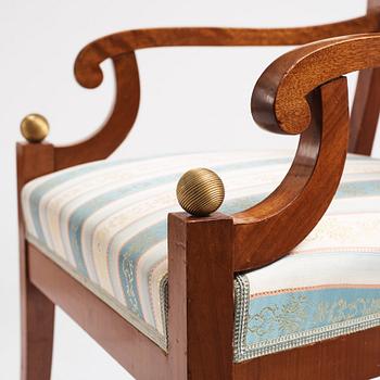 A pair of Swedish Empire armchairs, Stockholm, 1820s.