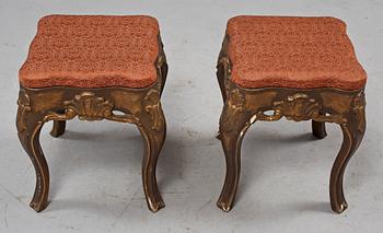 TABURETTER, ett par, rokokostil, 1900-tal.