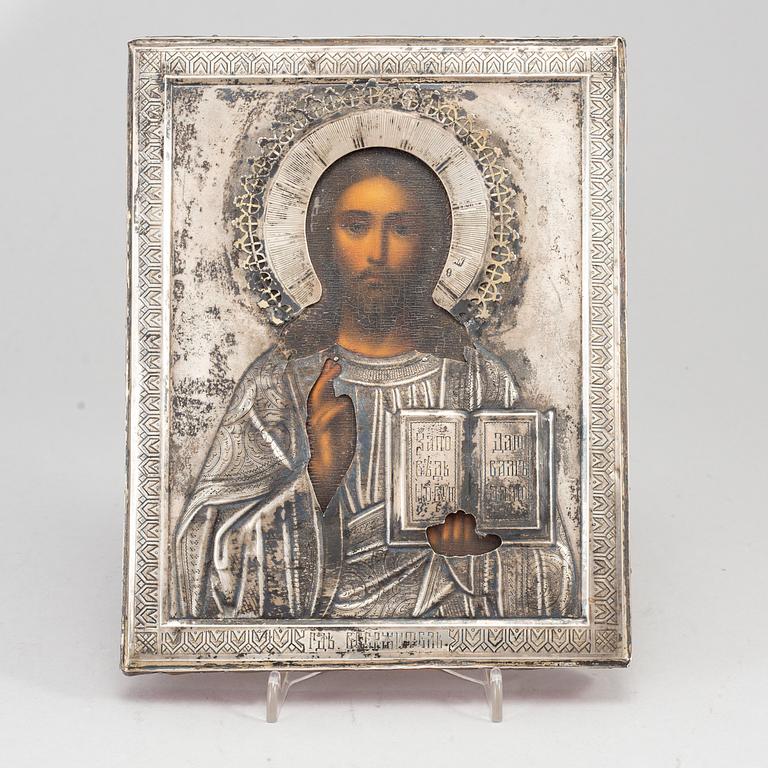 A Russian late 19th century icon, unidentified makers mark, Moscow.