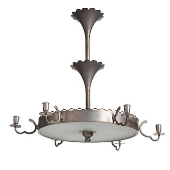 241. Firma Svenskt Tenn, a pewter and brass chandelier, Stockholm 1926.