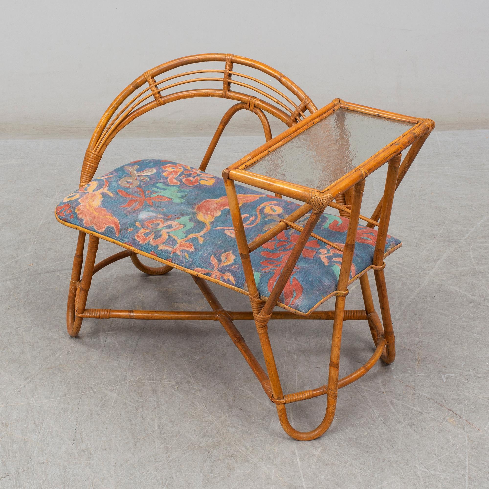 SOFFA med BORD, bambu, 1900-talets mitt.