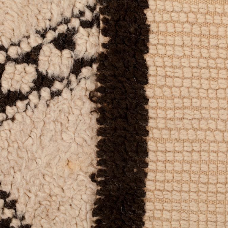 A CARPET, probably Morocco, old, ca 403 x 196 cm (plus a few cm flat weave at each end).