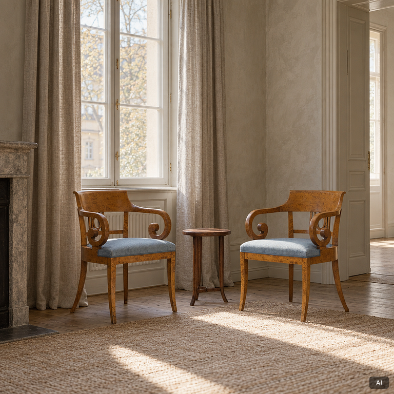 Pair of armchairs, Late Empire, mid-19th century.