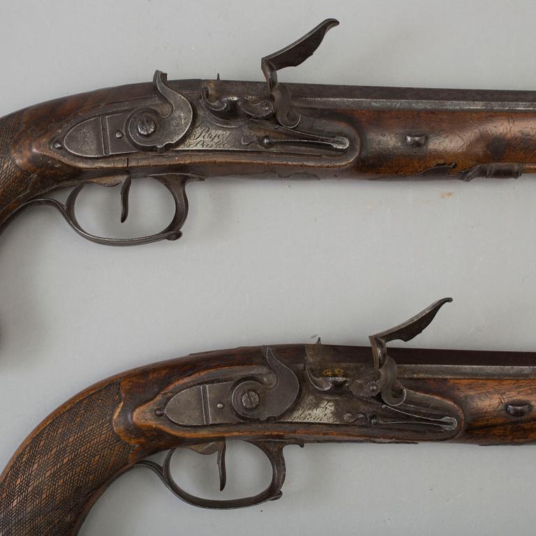 A pair of french officers rifled flintlock pistols by Le Page circa 1810.