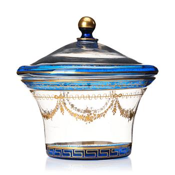 326. A Russian blue glass jar with cover, St Petersburg, 18th century.