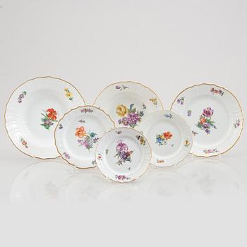 35 pieces of a "Sachsisk Blomst" porcelain dinner service, Royal Copenhagen, Denmark, of varying manufacturing date.