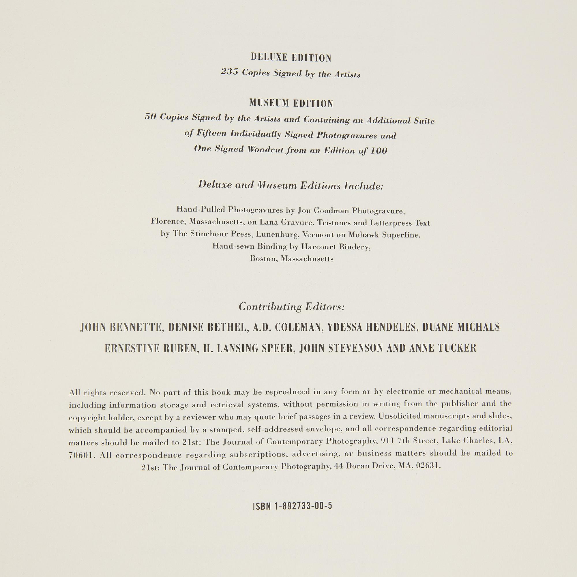 BOOK, "The Journal of Contemporary Photography Culture & Criticism", volume 1, ed. John Wood, edition 4500.