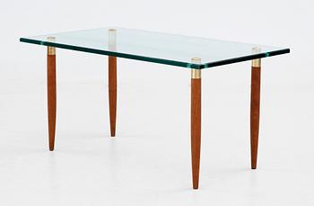 GLASBORD, teak och mässing, 1950-60-tal.