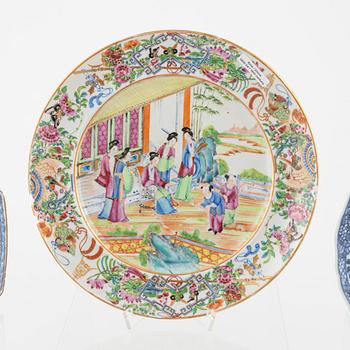 Tallrikar, 6 st, porslin, Kina, Qingdynastin, 1700/1800-tal.