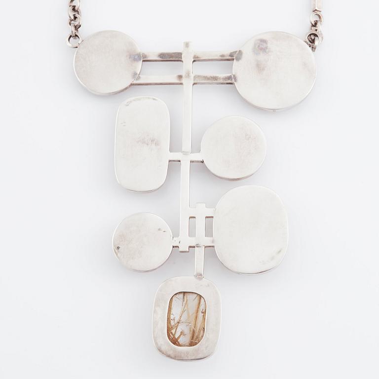 Claës Giertta, collier silver med rutilkvarts, Stockholm 1967.
