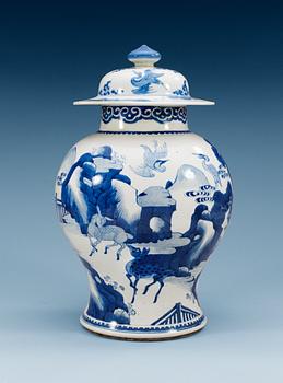 1701. A blue and white jar, Qing dynasty, Qianlong (1736-95).
