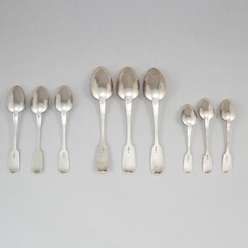 A set of Russian silver spoons, 12+12+3, St. Petersburg 1889.