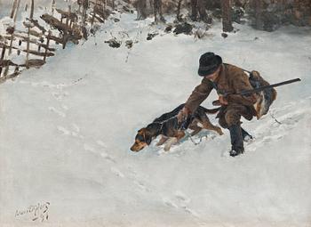 403. Bruno Liljefors, Hunter with dog.