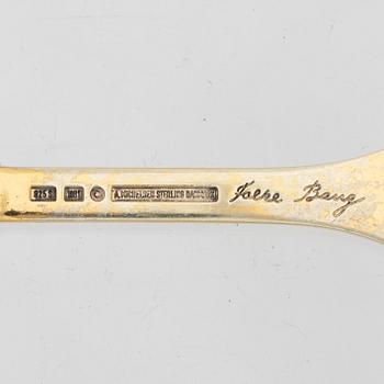 Danish Christmas cutlery/annual cutlery, 12 pieces, gilded sterling silver and enamel, Anton Michelsen and Georg Jensen,