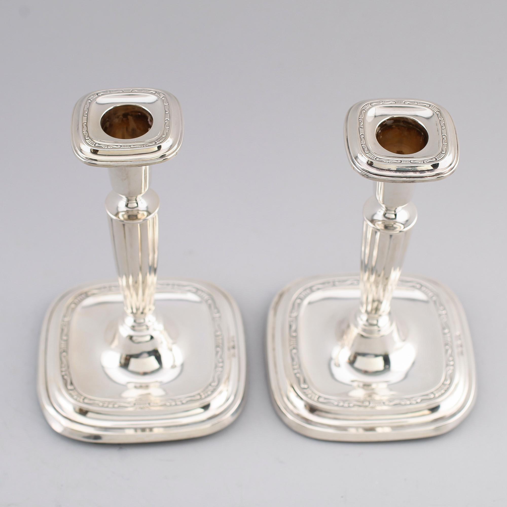 LJUSSTAKAR, 1 par, silver, CG Hallberg, Stockholm 1956.