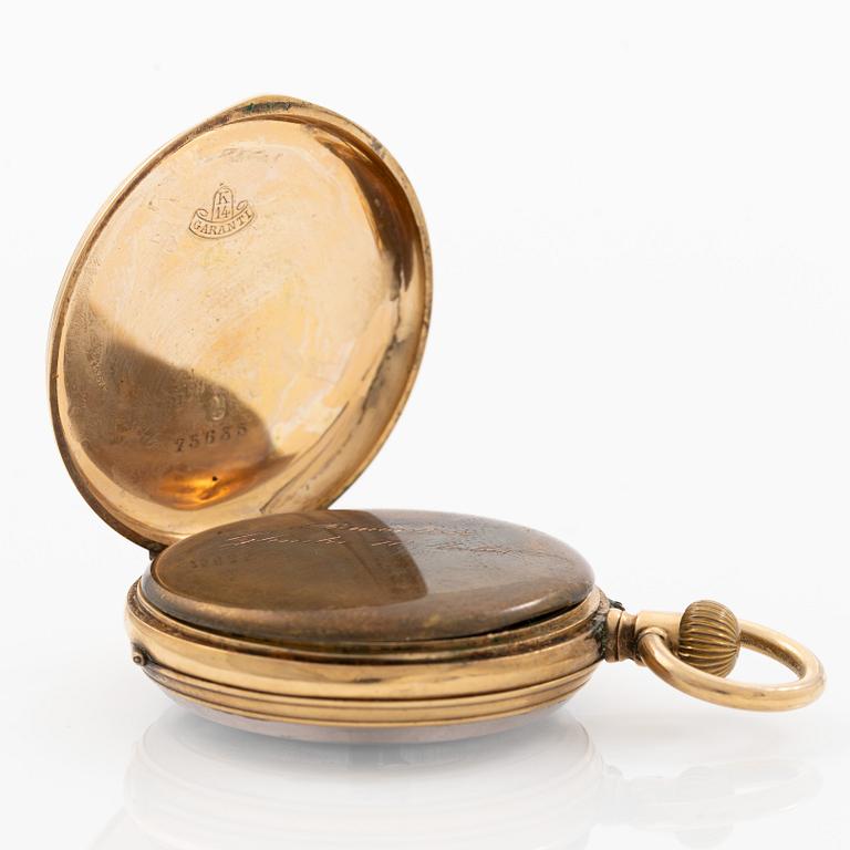 Pocket watch, 14K gold, approx. 34.5 mm.
