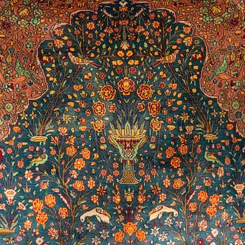 Rug, Pakistan/Northern India, figural, semi-antique, approx. 220 x 150 cm.