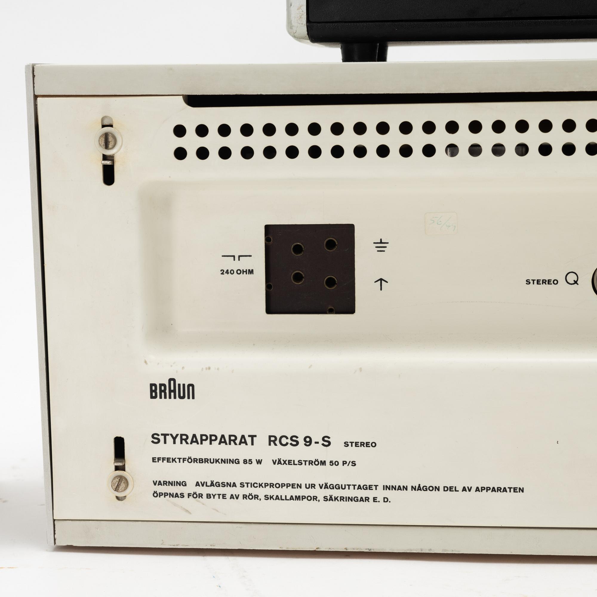 Dieter Rams, stereo receiver, model 'RCS 9-S' and speakers model 'L450/2', Braun, Germany, designed in 1961.
