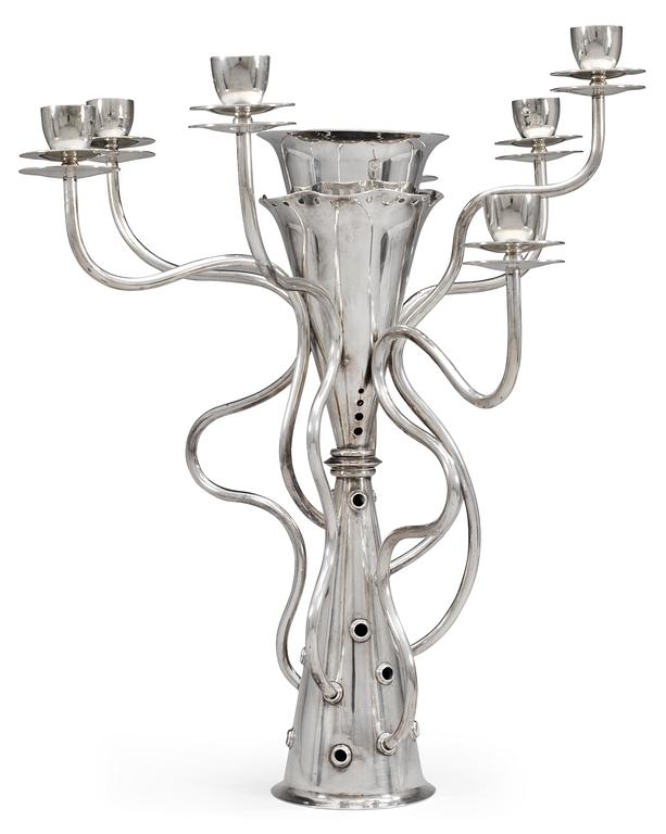 A Borek Sipek silver plated candelabrum, Driade, Italy.