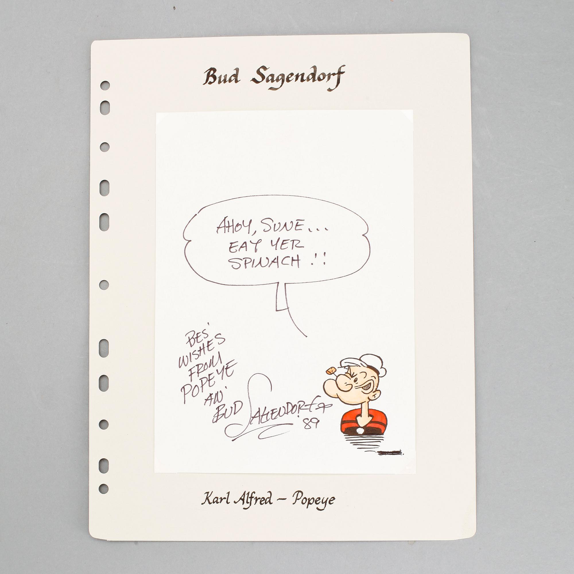 BUD SAGENDORF, tuschteckning med sign o dat -89.