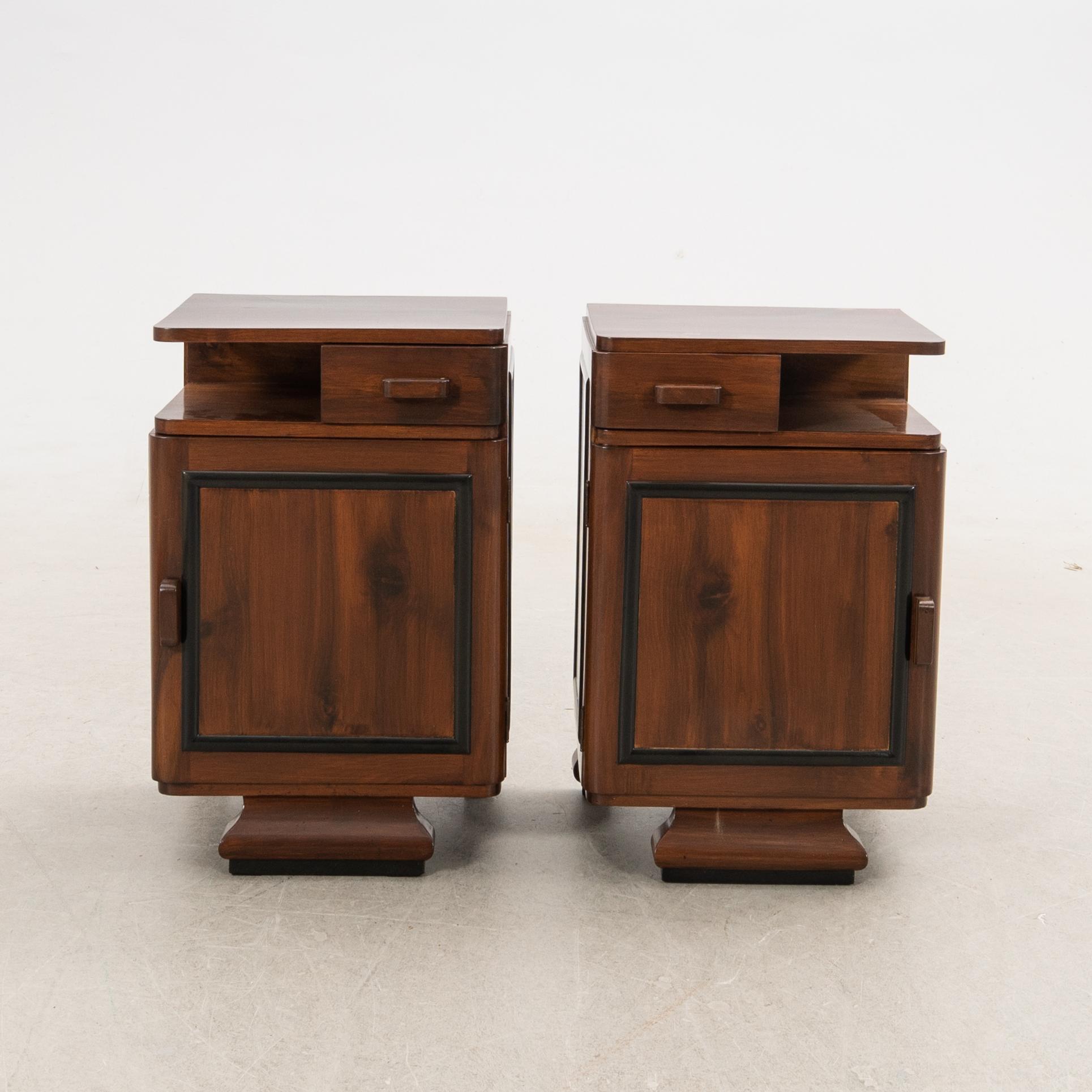 Bedside tables, a pair, Art Deco, first half of the 20th century.
