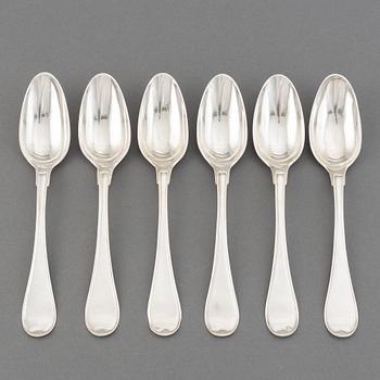 A set of six Swedish 18th century silver spoons, maker's mark Petter Eneroth, Stockholm, 1785.