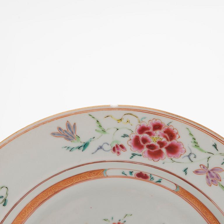 Nine Chinese porcelain dishes, Qing dynasty,  18th century and early 19th century.