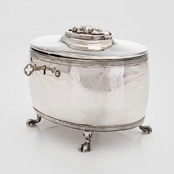 Gustaf Folcker, A silver sugar box, Stockholm 1818.
