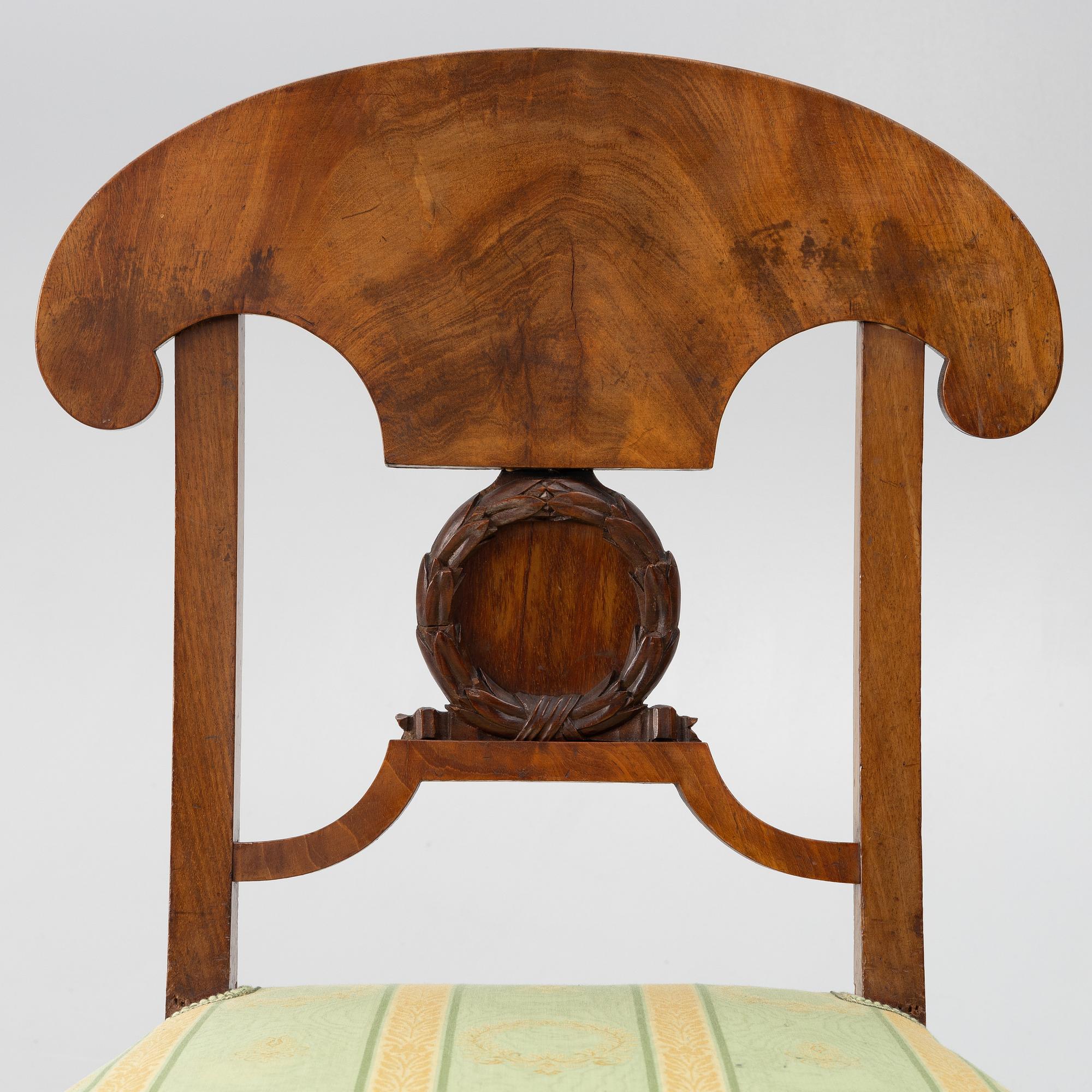 Sofa, 2 armchairs, 2 chairs, drop-leaf table Karl Johan, different models, 19th century.