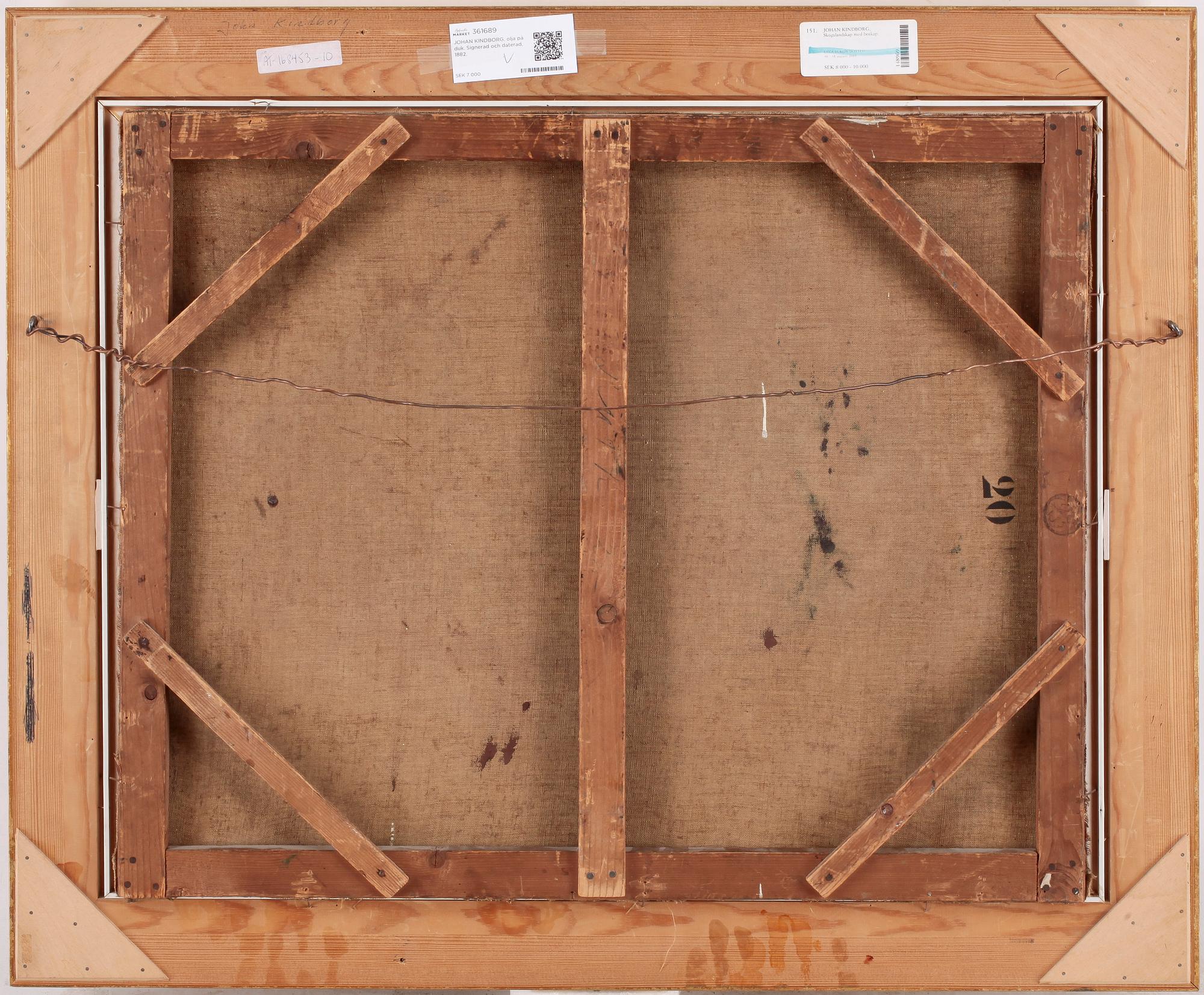 JOHAN KINDBORG, olja på duk. Signerad och daterad, 1882.