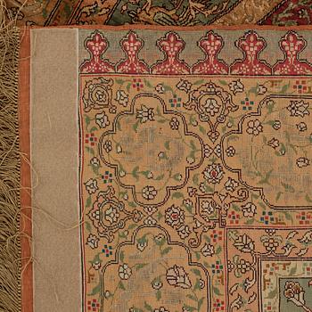 Matta, antik silke Kum Kapi med metallbroschering, Istanbul omkring 1910, "Sultan's Head Prayer" design.